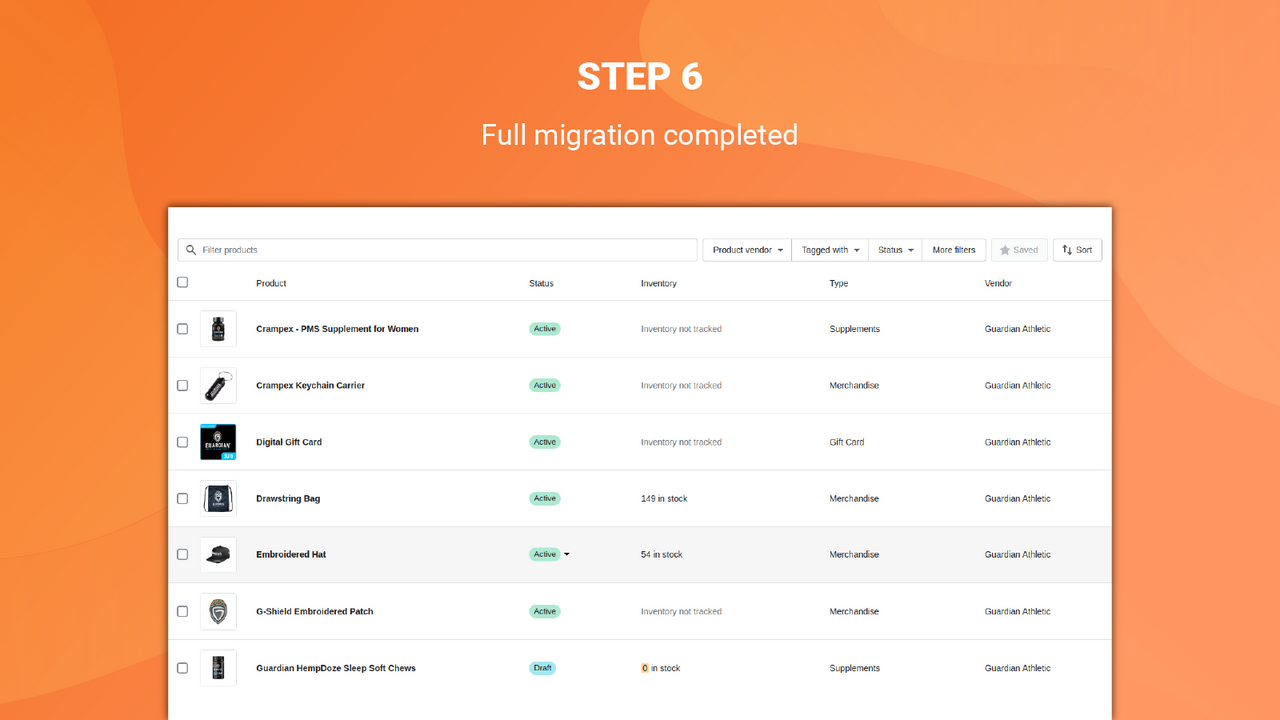migração completa do aplicativo de migração da loja litextension concluída, importar produtos