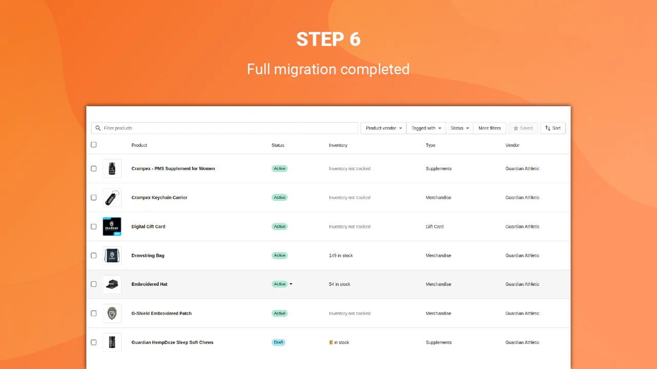 migration complète de l'application de boutique litextension terminée, importation de produits