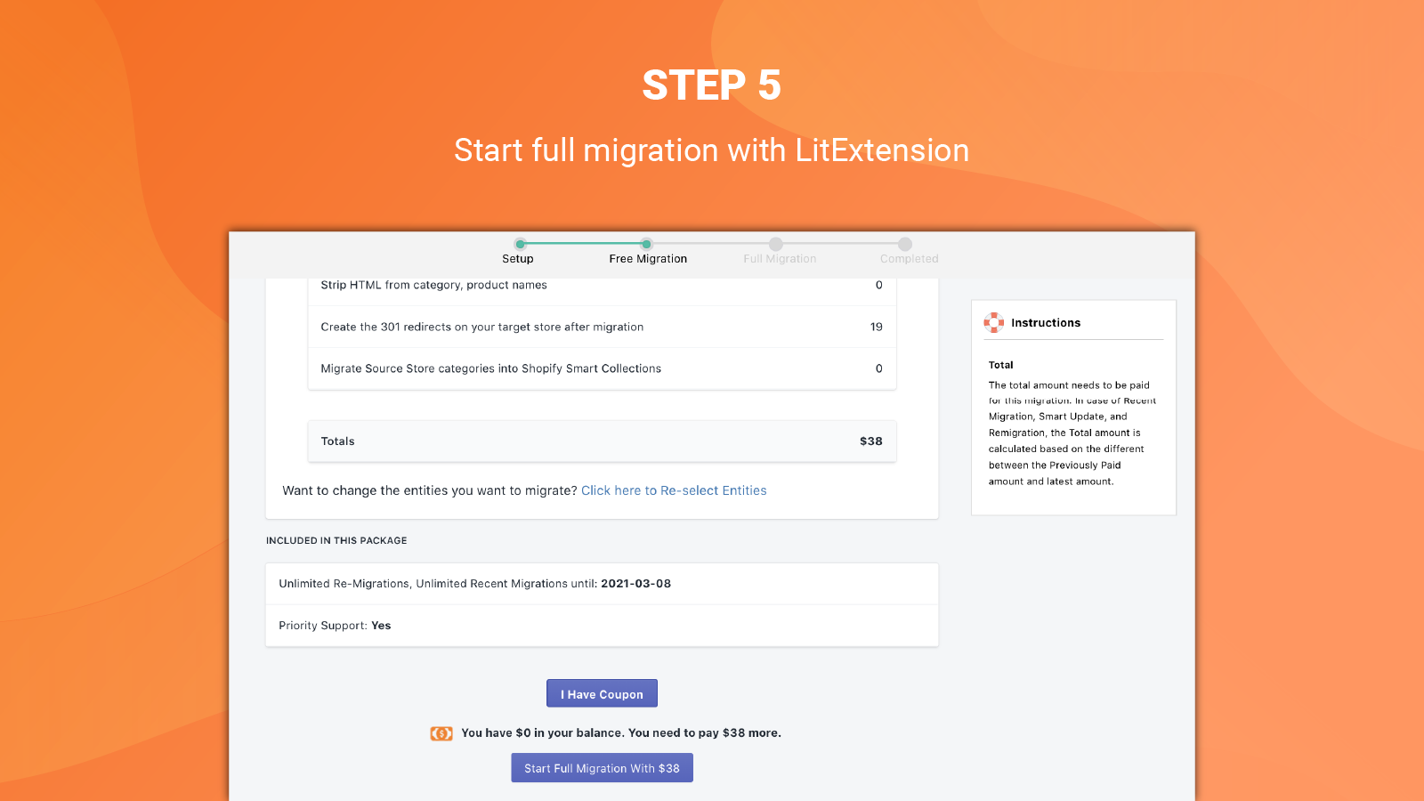 LitExtension Store Migration Screenshot