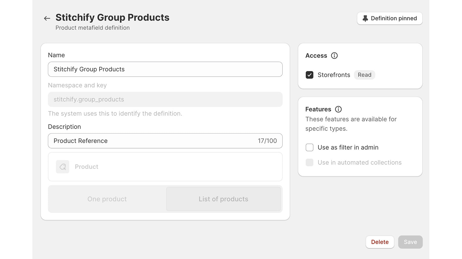 stitchify crea una list.product_reference a nivel de producto