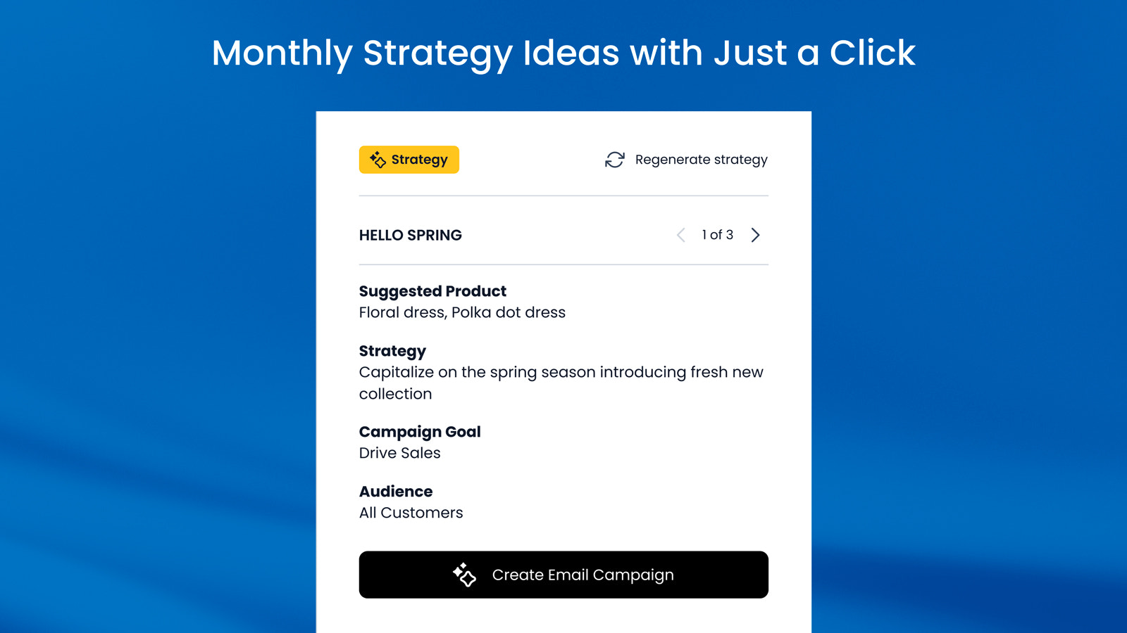 Effortlessly generate campaign strategies across the month