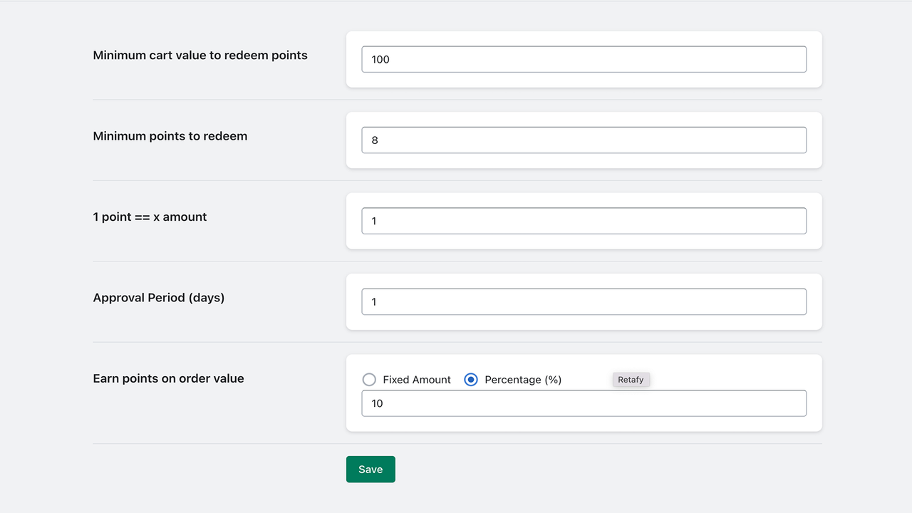 configuración de la aplicación del comerciante