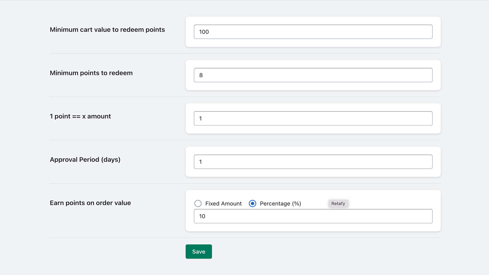 configuración de la aplicación del comerciante