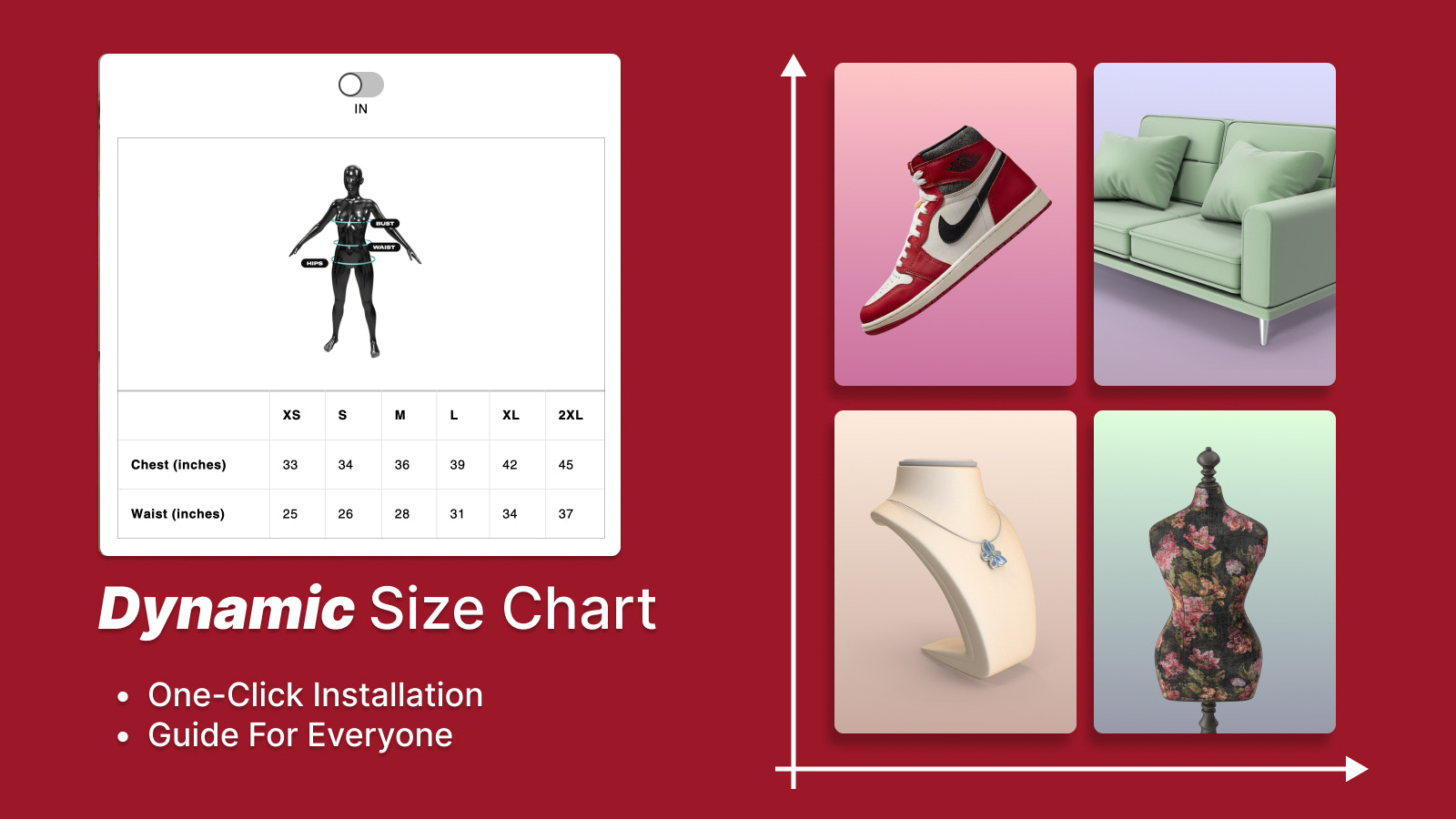 Guide du tableau de tailles Shopify, tableau de tailles personnalisé