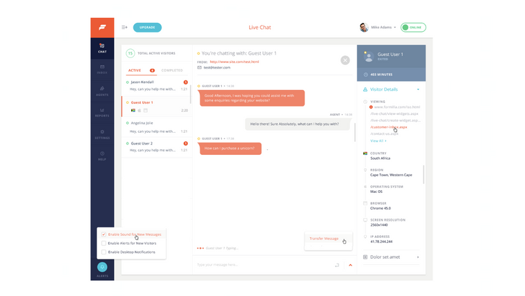 Formilla Live Chat + Chatbot Screenshot