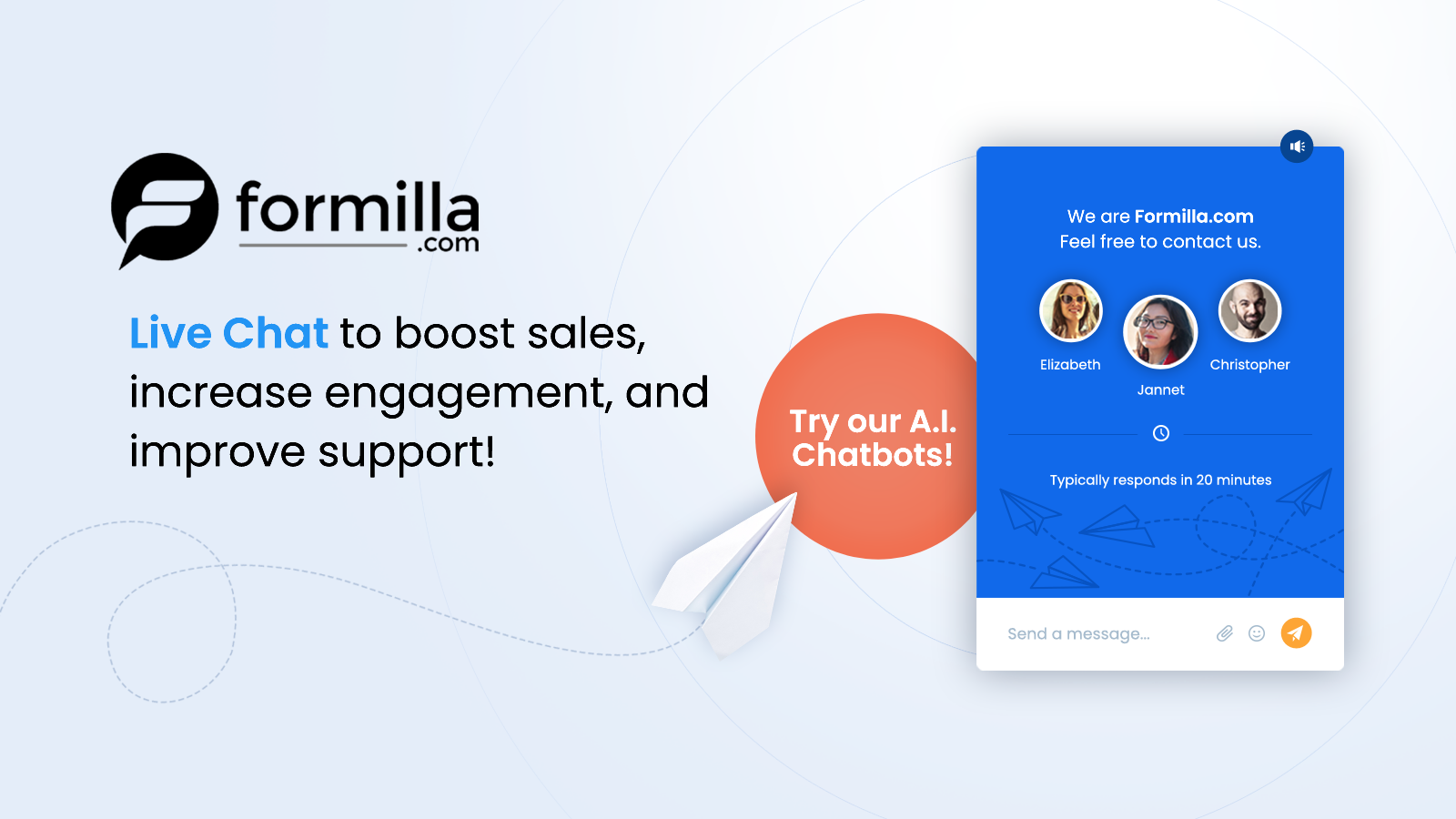 Formilla Live Chat + Chatbot Screenshot