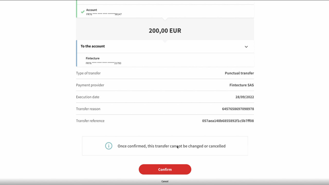 Confirm your payment directly from your bank account