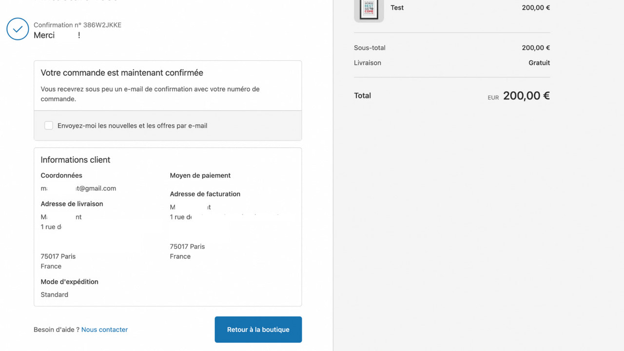 Votre paiement est validé, votre commande est confirmée 