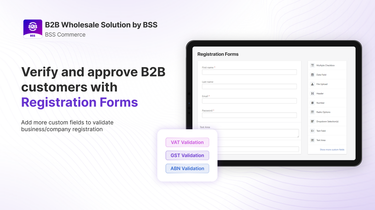 Registreringsformulär för B2B-kunder - Granska innan godkännande