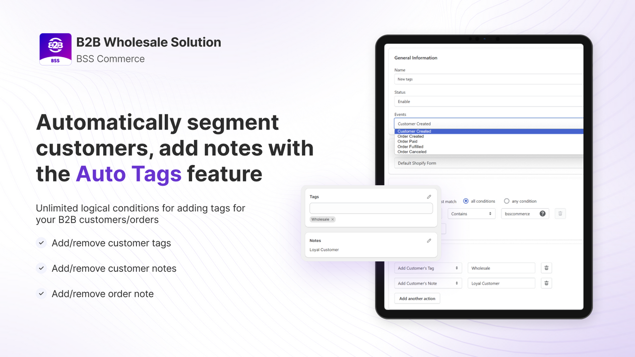 Attribution automatique de tags selon nombreuses conditions