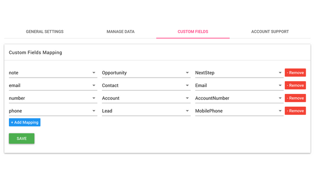 Mapeo de campos personalizados entre Pedido y objetos Salesforce