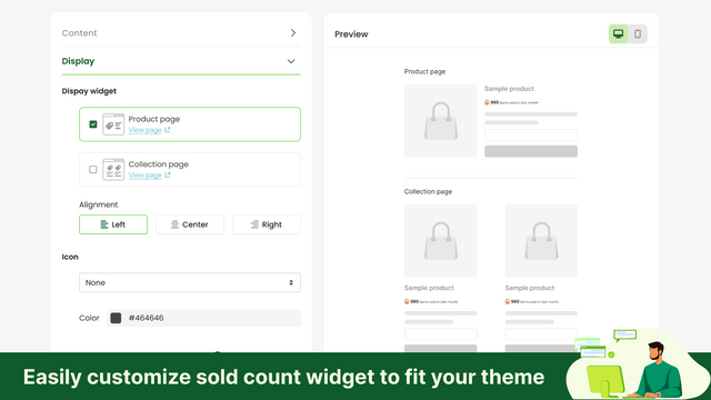 Customize the appearance of sold count to integration with theme