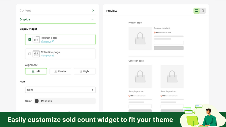 Sold Count: Product Sale Proof Screenshot