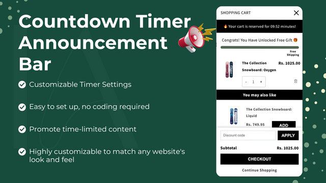 Cart drawer with countdown timer