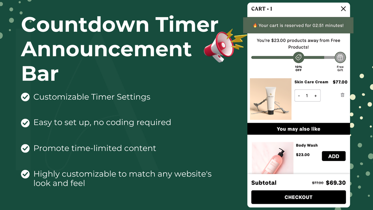 Cart drawer with countdown timer