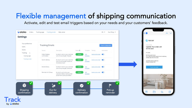 Flexibles Management der Versandkommunikation über die Alaiko-App