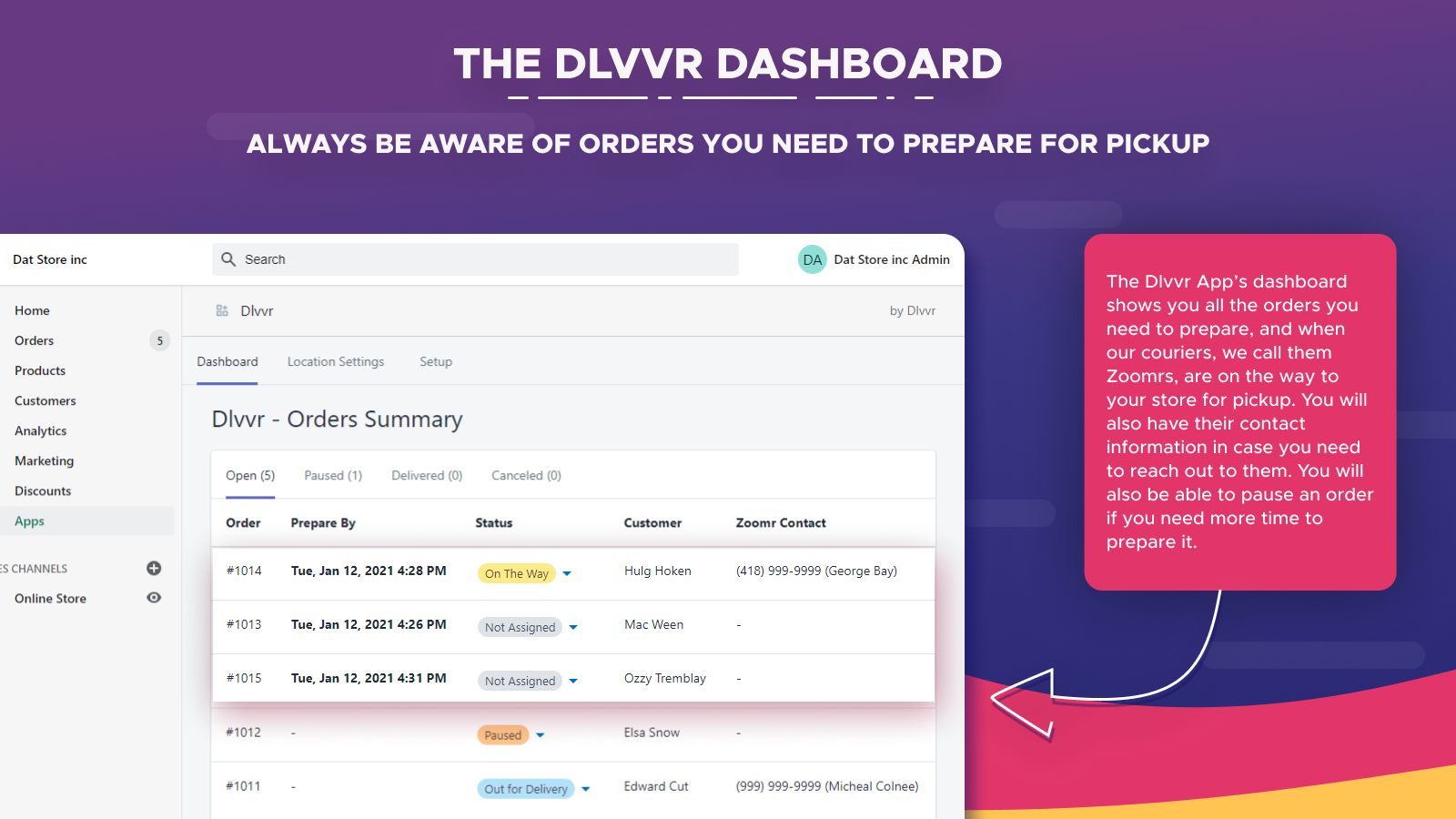 Dlvvr Dashboard - Ordrer til forberedelse