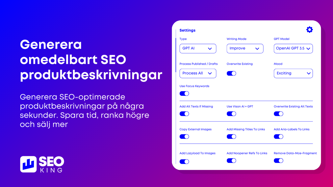 Generera omedelbara SEO-produktbeskrivningar