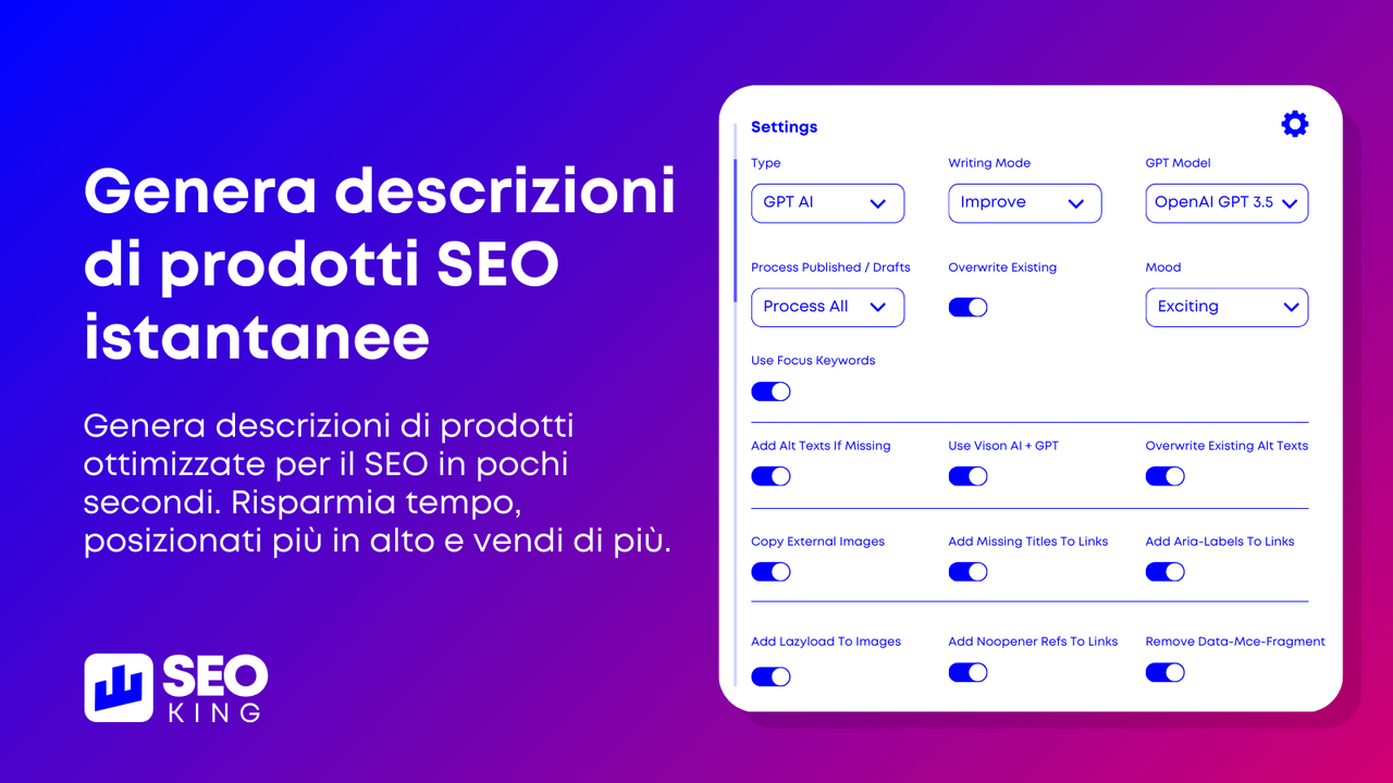 Genera descrizioni di prodotti SEO istantanee