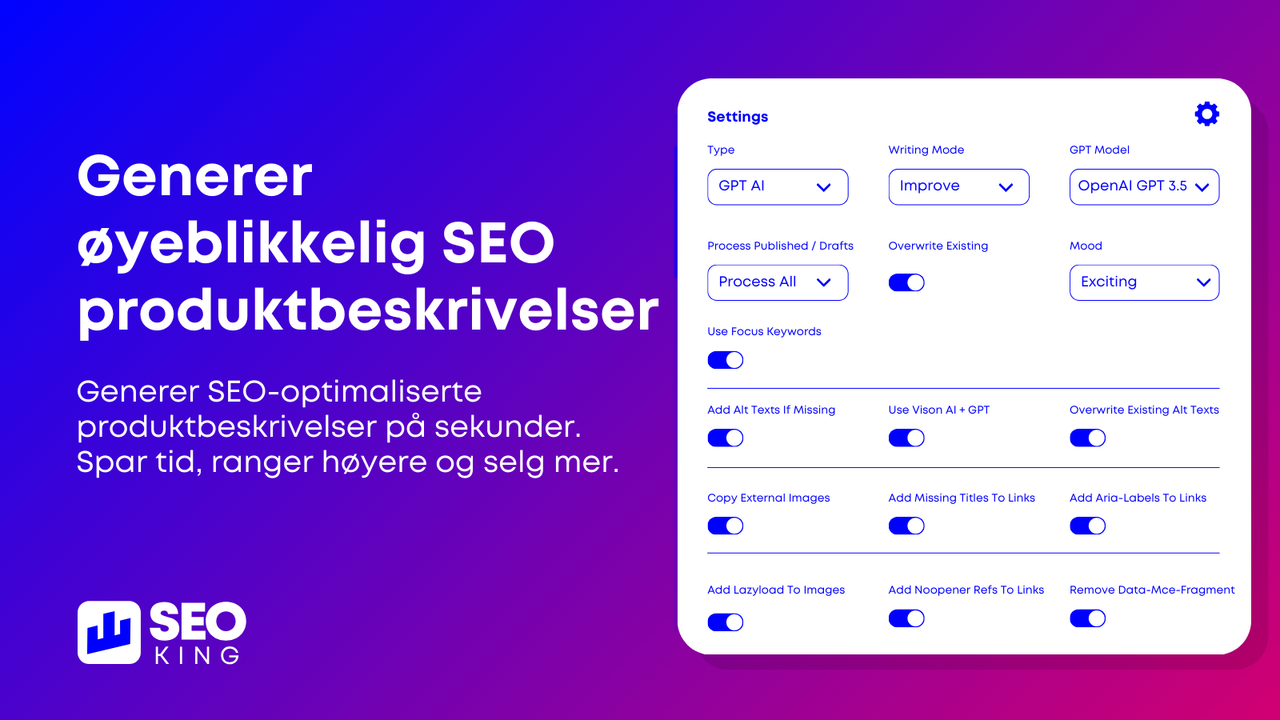 Generer øyeblikkelig SEO-produktbeskrivelser