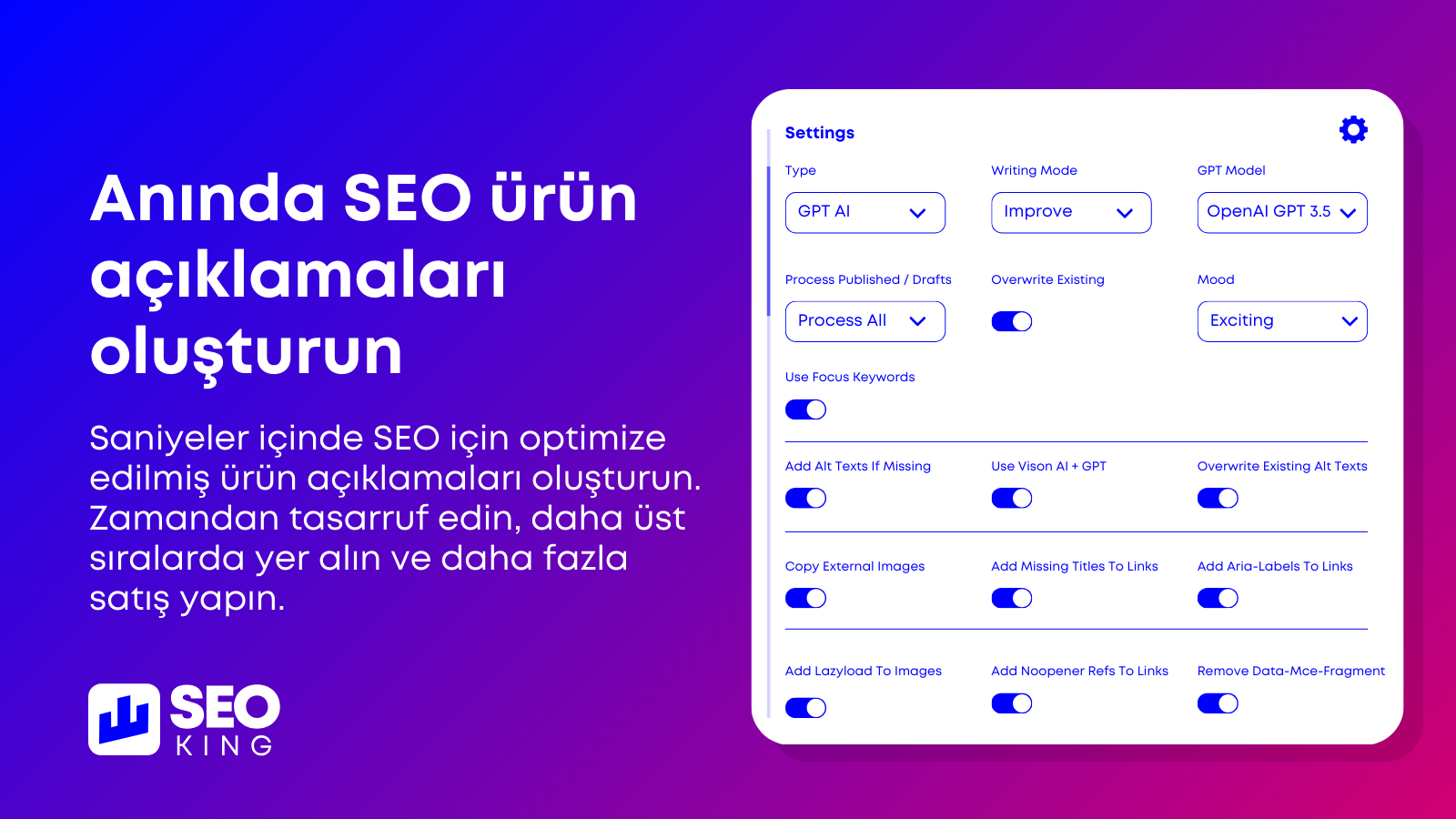 Anında SEO ürün açıklamaları oluşturun