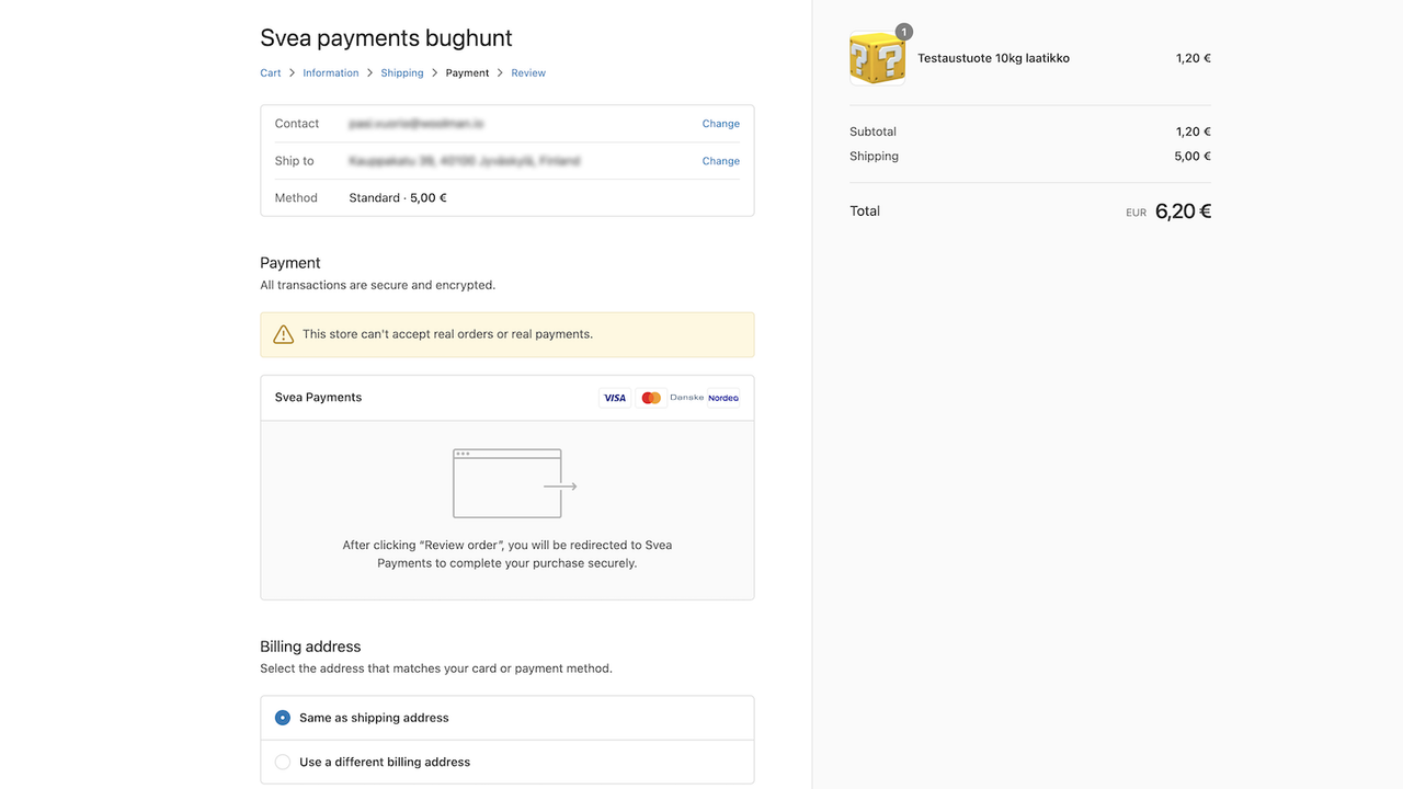 Payment method selection