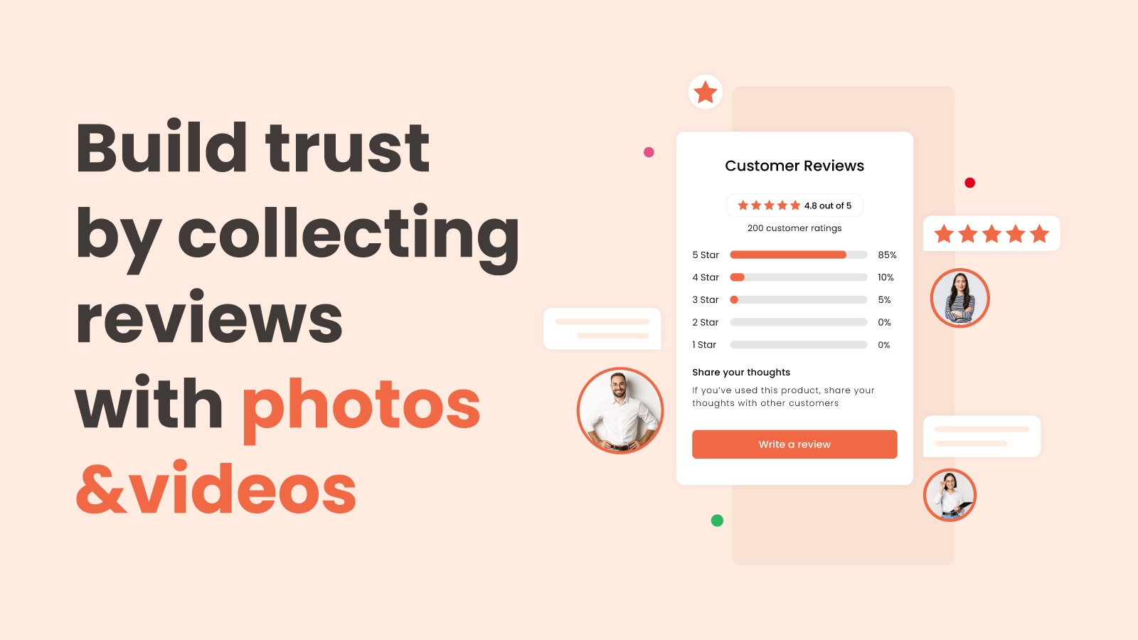 Build trust by collecting reviews with phots and videos