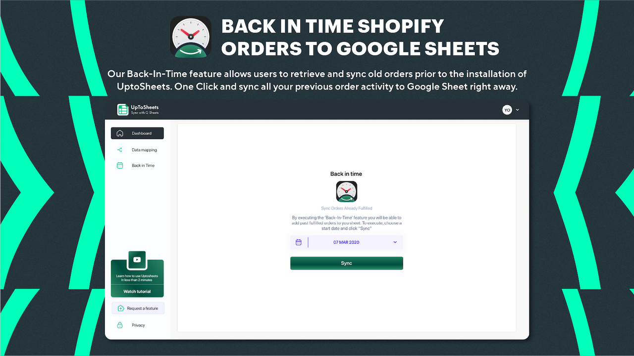 BACK IN TIME SHOPIFY ORDERS TO GOOGLE SHEETS 