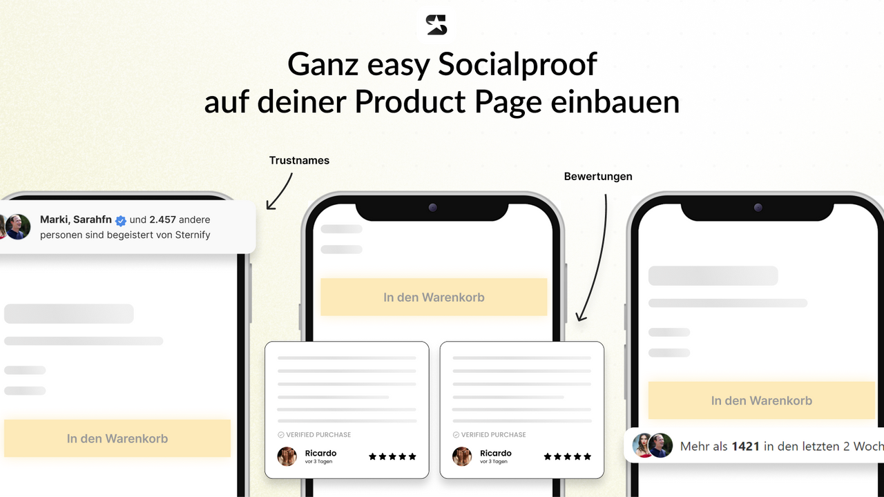 Social Proof Elemente und Sections