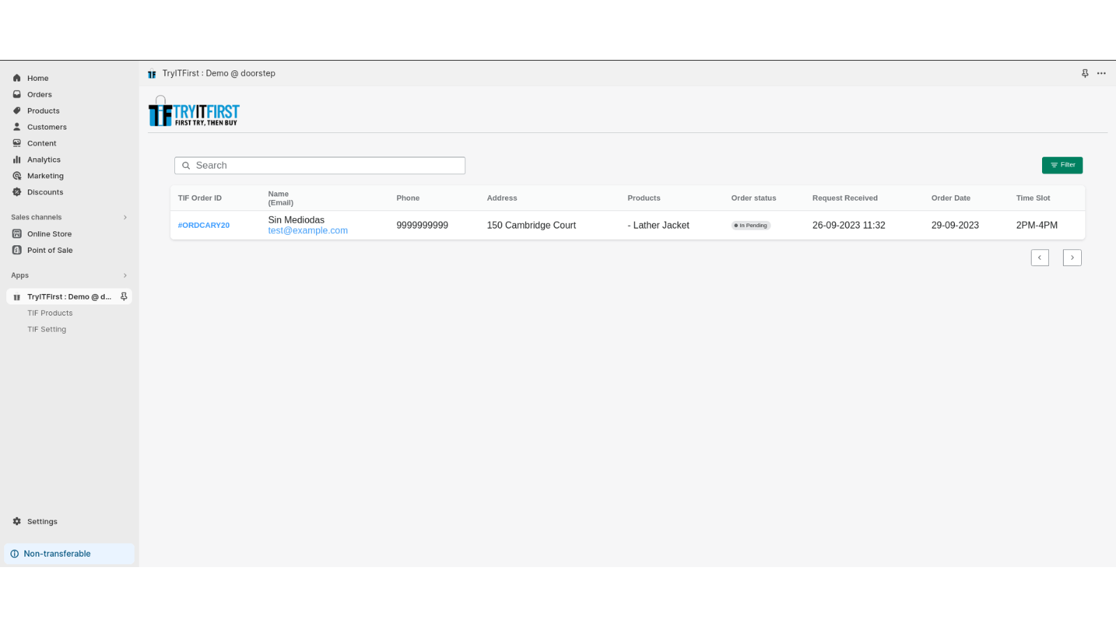 Página de inicio de TryITFirst : Demo @ doorstep