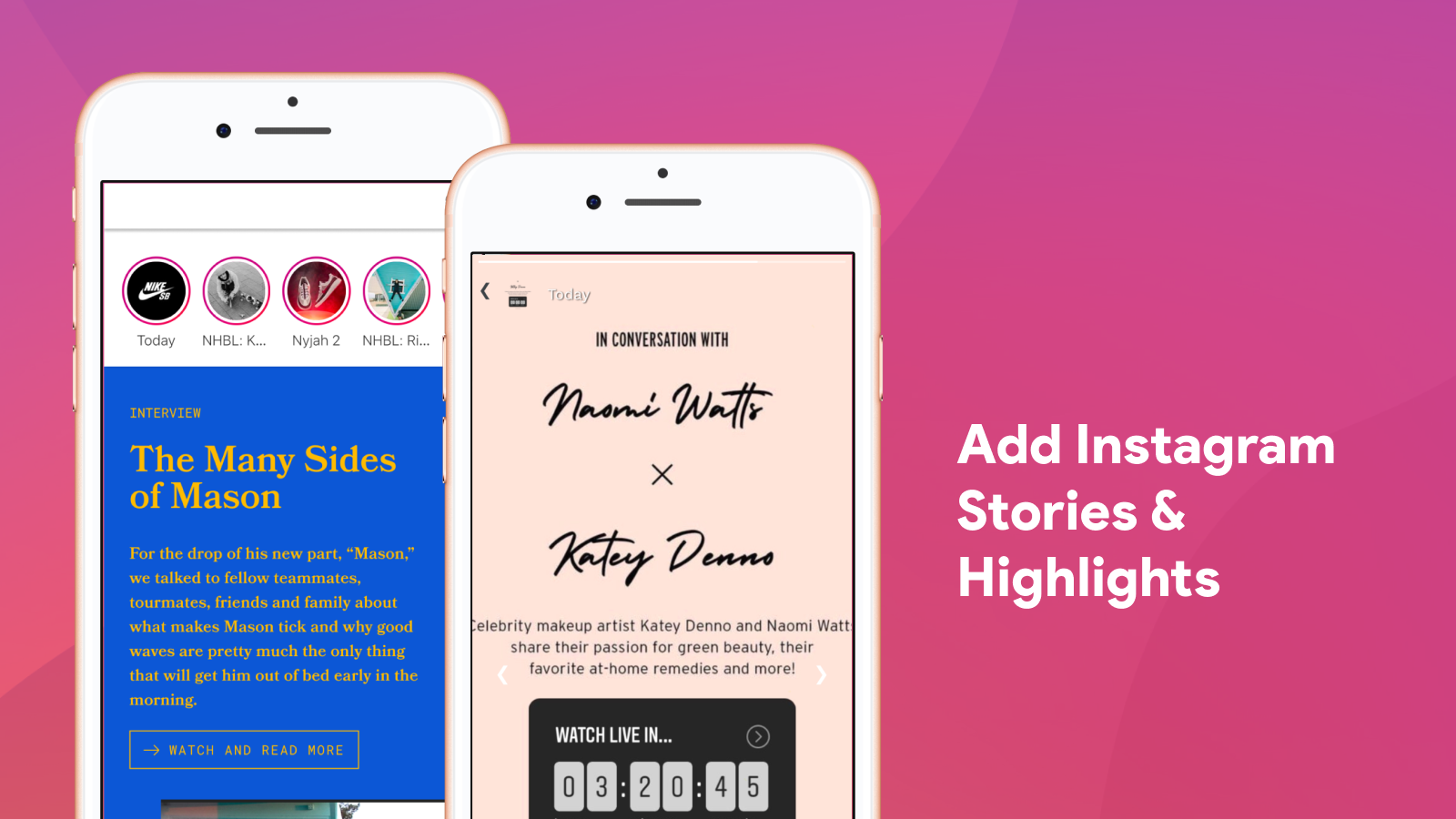 Add Instagram Stories & Highlights