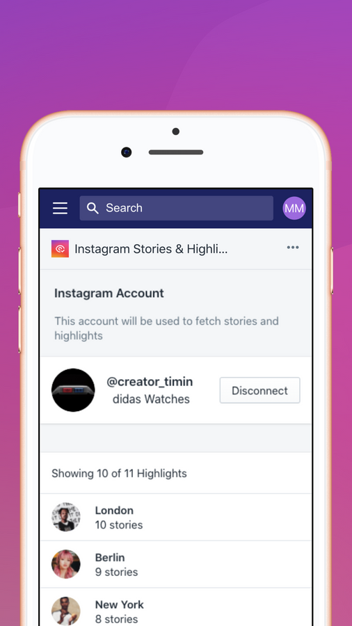 Add Instagram Stories & Highlight