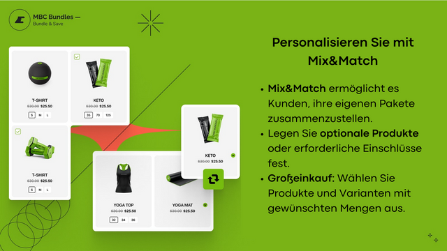 Mix-and-Match-Bundle-Widget und Zusammenstellen von Bundles