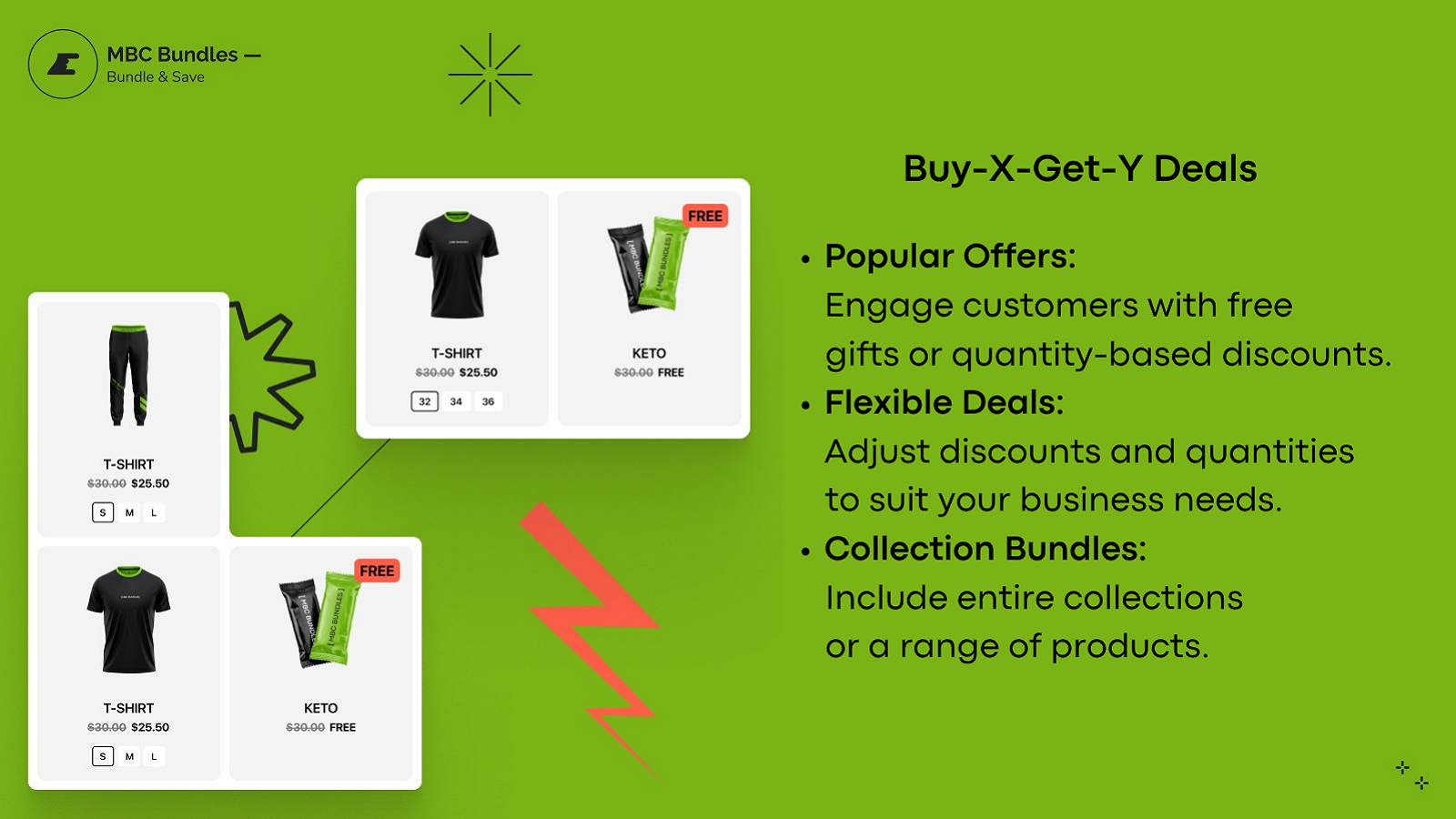 BOGO Bundle Widget examples and Buy X Get Y bundle deals