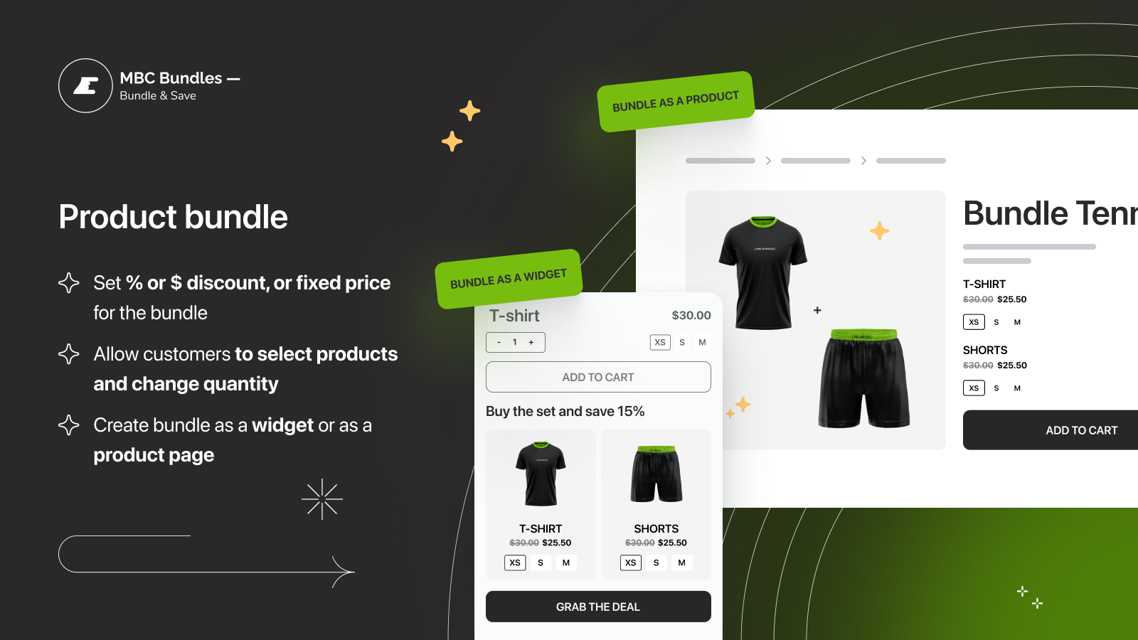 Bundle Pakker og krydssalg bundle Widget på en produktside