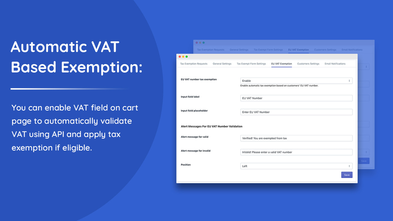 Automatic exemption based on EU VAT