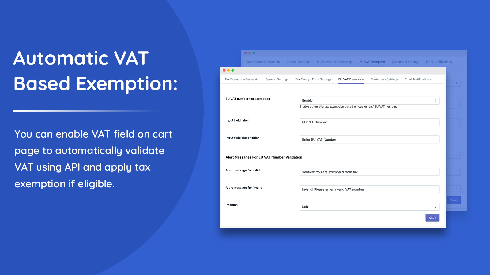 Exemption automatique basée sur la TVA de l'UE