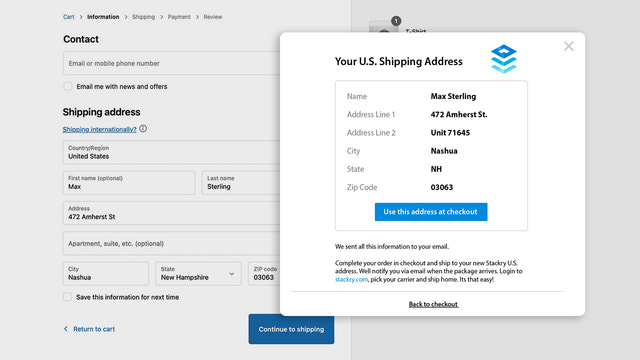 Use your new U.S. address at checout