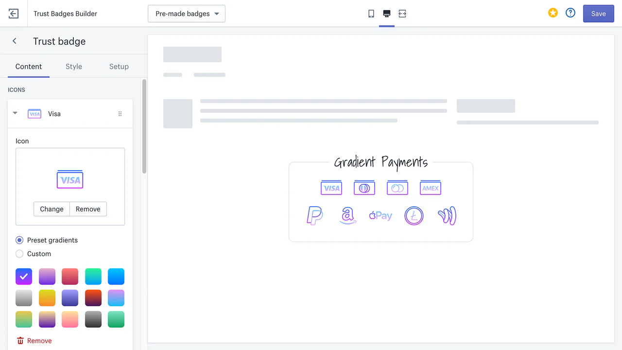 Trust Badges - Gradient payments