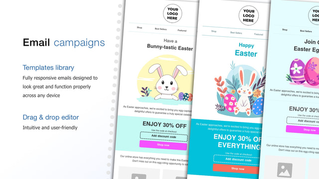 Email campaigns, Newsletters, Professional templates