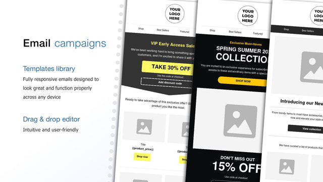 Email campaigns, Newsletters, Professional templates