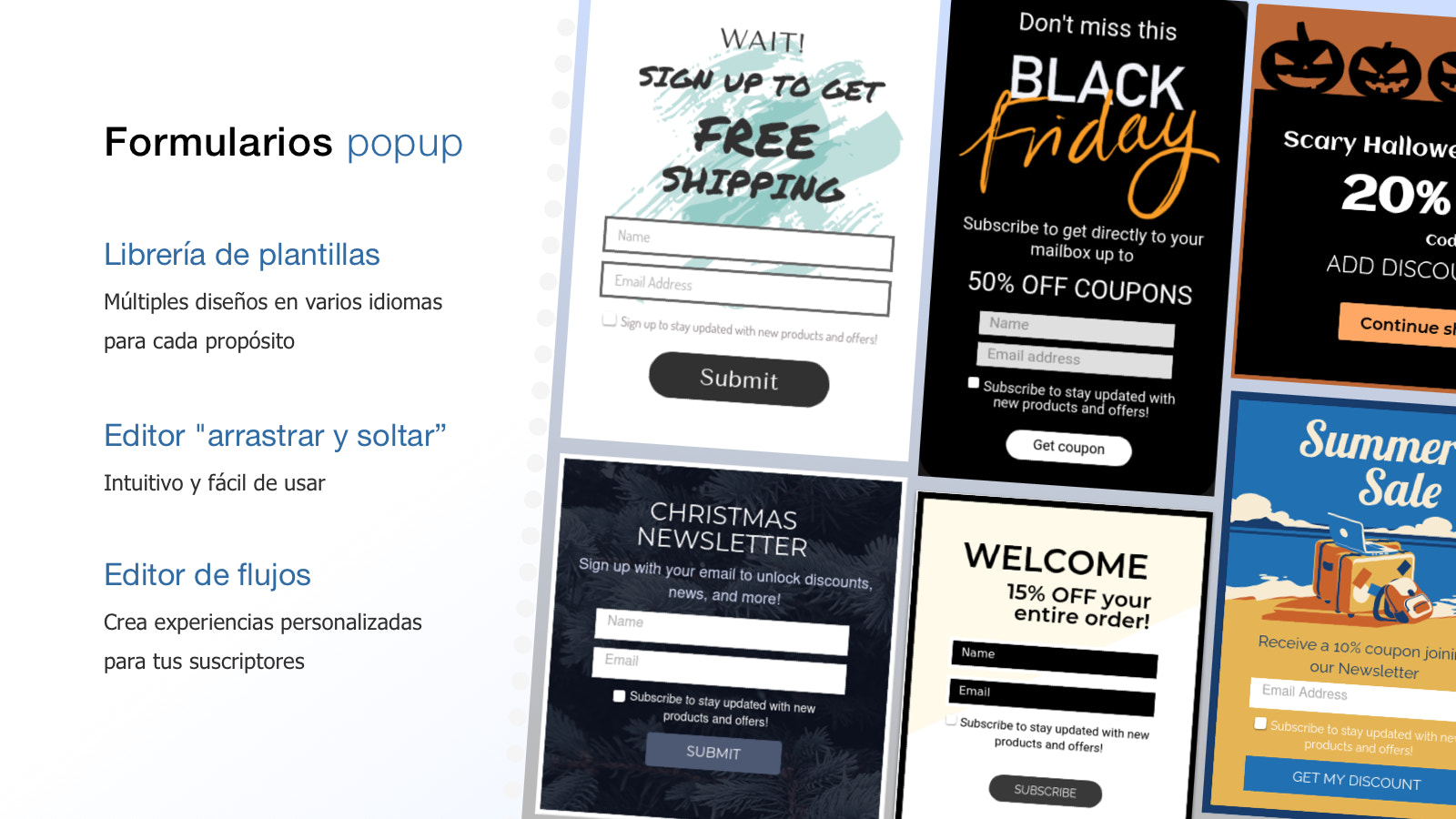 Formularios popup, popup de bienvenida, popup de ofertas