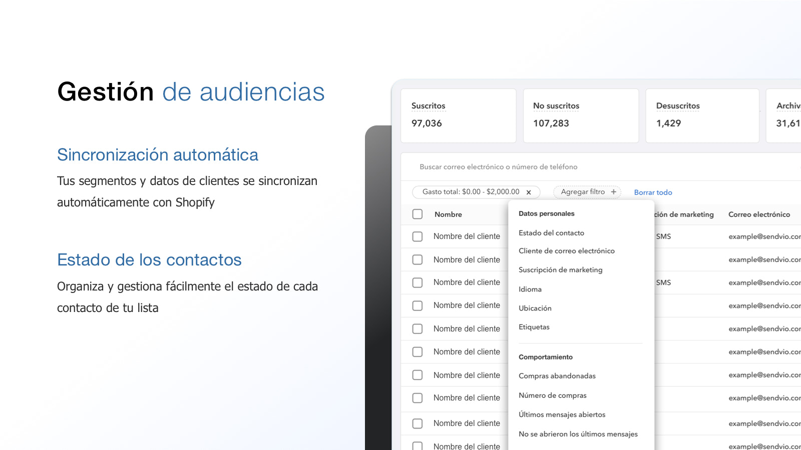 Gestión de audiencias - segmentos