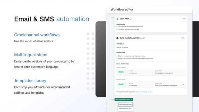Workflow-editor voor e-mail- en SMS-marketingautomatisering 