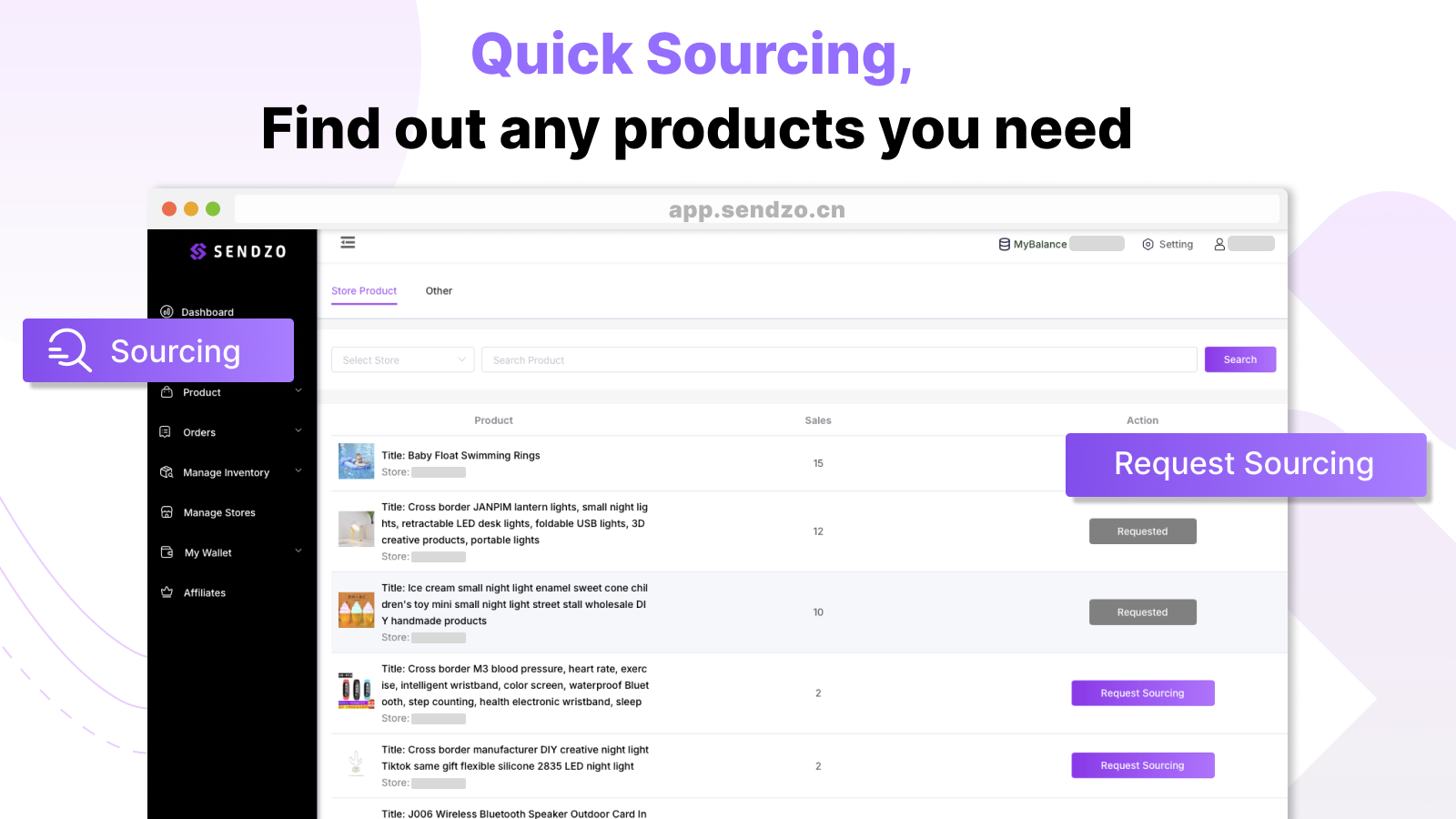 Quick sourcing