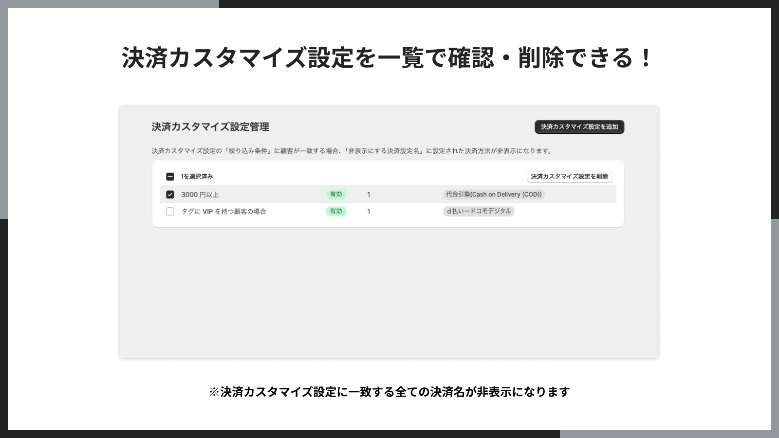 シンプル決済カスタマイズ｜お手軽条件ごとの決済方法 Screenshot