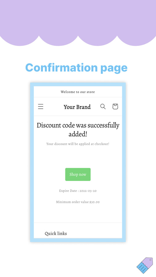 After clicking through the email, confirmation page will appear.