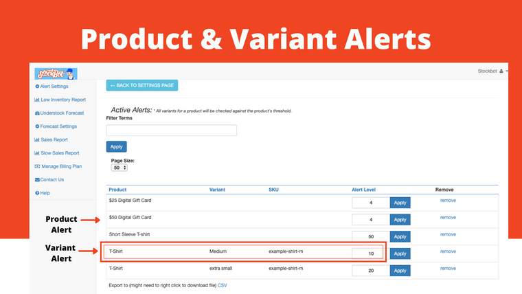 Stockbot Inventory Forecasting Screenshot