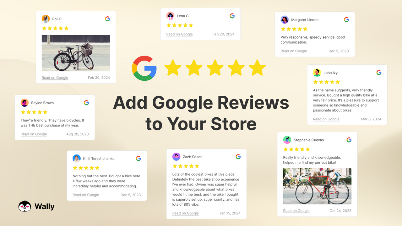 Adicione avaliações do Google ao Shopify – Wally