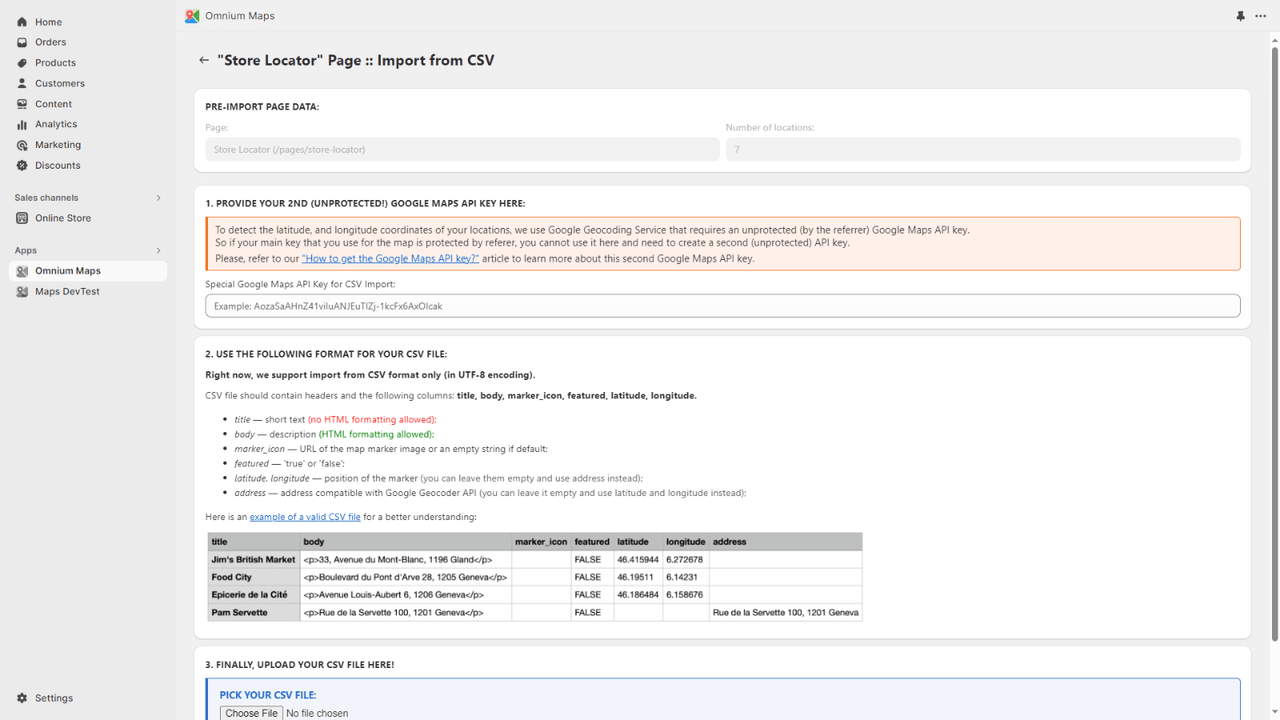 Omnium Maps, import feature